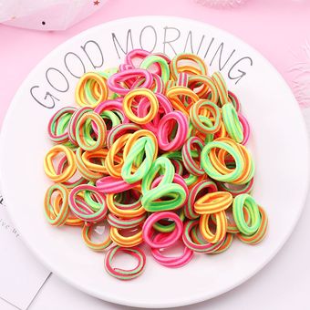 100 unidsset nueva chicas dulces colores Nylon elástica pelo bandas de goma de bandas diadema Scrunchie pelo de moda Accesorios 
