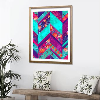 Cuadro 40x30 cm ilustración flores neon 
