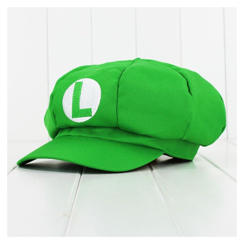 Niños Adultos Katara- Juego de Disfraz Super Mario Bros-Gorra de Luigi 4 Bigotes Color Verde Guantes 