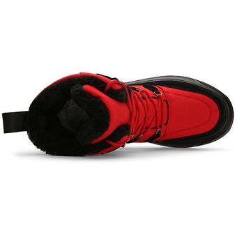 #Rojo Nuevas botas de moda para hombre de alta calidad a prueba de agua tobillo botas de nieve suela gruesa Zapatillas de piel cálida de felpa Slip-On invierno zapatos-30 ° C CUI 