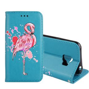 Para Samsung Galaxy J2 PRO (2018) Flamingo Imprimir Horizontal Flip Funda De Cuero Con El Titular Y La Cartera Y Ranuras Para Tarjetas Y Photo Frame (azul)