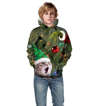 Camiseta de Santa Claus con capucha-- NiñoQYXH348-TZ290 