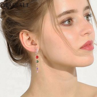 Pendientes Largos De Circonia De Oro Rosa Romántica Maikale 