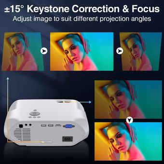 Proyector 4K, proyector nativo 1080P para exteriores y hogar, proyector de  películas, compatible con video 4K HD ±50° Keystone digital y área de