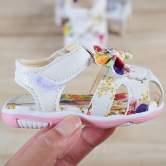 Baby GIRL'S Niño Niños Infantil Blanco Flores De Cuero Real Zapatos De Verano 
