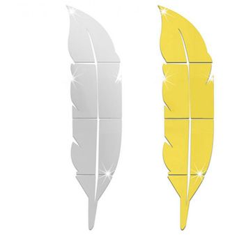 Forma hermosa pluma etiqueta de la pared Home 3D espejo de pared adhesivos decorativos 