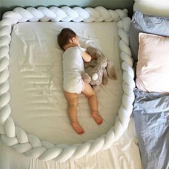 rieles para decoración de habitación de niños cojín con nudo trenzado parachoques suave puerta de cercado corralito para el hogar del bebé Valla para cama de bebé de 1m-3m 