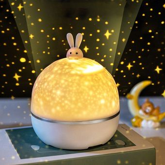 Conejo Diseño Rotativo LED Proyector Lámpara Noche Luz Niños 