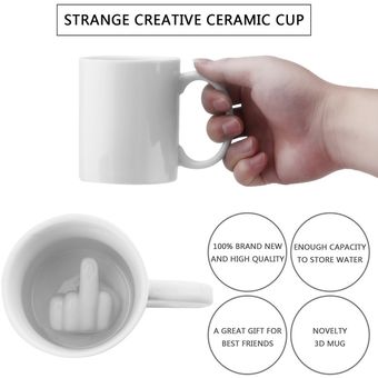 Estilo del dedo medio de la novedad de mezcla de café taza de leche divertido de la taza de cerámica 