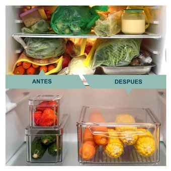 Set 7 Organizador Refrigerador Cocina Contenedores Con Tapa