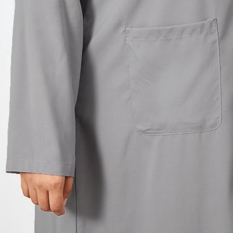 Gris ZANZEA más el tamaño de las mujeres de manga larga de volantes Hem botón floja ocasional Abaya camisa sólido vestido 