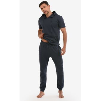Nuevo Para Hombre Liso Poliéster Algodón Tradicional Pyjamas Luz Azul 
