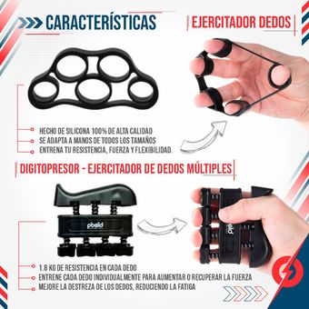 Kit Handgrip Ejercitador Terapia Ejercicio Recuperacion Mano Negro