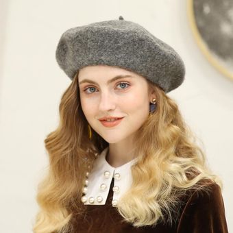 Sombreros de boina de lana para mujer  sombrero francés de Color sól.. 