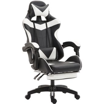 Silla Gamer Ultimate Racing con Reposapiés Blanco 