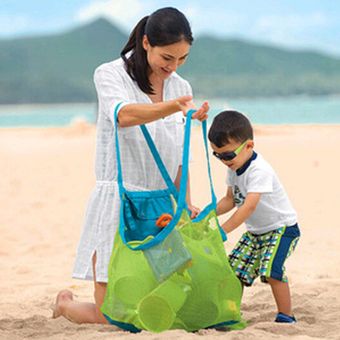 Malla Mar Shell bolsa de asas de la playa de los niños grandes bolsas de juguete de la playa bolsa juega al organizador 