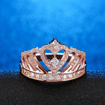 Rose Gold Silver Crown Tredy Creative Compromise Ring Lady 