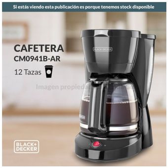 Cafetera Black + Decker con Jarra de Vidrio para 12 Tazas y Filtro  Permanente, CM0941B