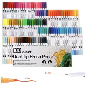 100 Colores Marcadores FUNBU Plumones De Pincel Dual Brush B...