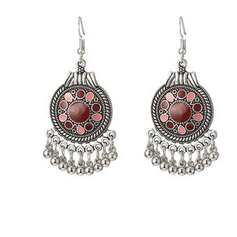 Pendientes De Boho Retro Étnicos Esculpidos Geométricos De 