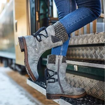 Botas de nieve aterciopeladas para mujer a zapatos cálidos de ante 