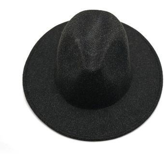 elegante para iglesia WAN（#6） gorro cálido de Jazz para invierno Sombrero de lana de Panamá de ala ancha para hombre y mujer 
