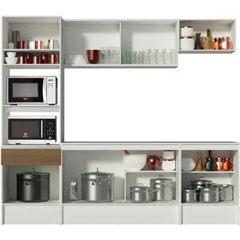 Mueble de Cocina Completa 240cm Blanco/Marrón Diamante Madesa 06.