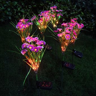 #Pink Luz Led Solar de crisantemo para exteriores,lámparas coloridas 