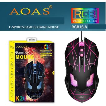 Mouse Óptico Gamer Aoas K20 Diseño Deportivo  Ergonómico 