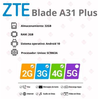Celular ZTE BLADE A31 Plus 32GB/2GB RAM - Negro