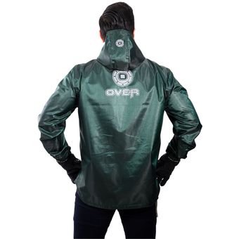 Chaqueta Impermeable Doble Faz Reflectiva Over 100% Verde - Over Racing