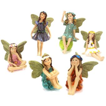 6pcs Fly Wing Fairy Figurines Angel Ornament Outdoor Garden Yard 