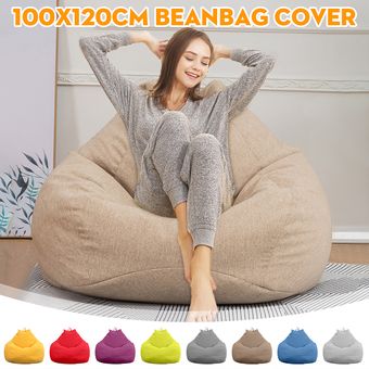 Moda 100x120cm gran sofá cubierta adulto Bean Bag suciedad a prueba de ningún llenador Inicio  sólo cubren-Azul 
