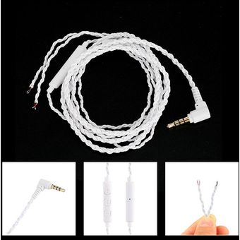 3.5mm DIY Sustituir cable del auricular del auricular de 1 metro de alambre de actualización con el Mic 