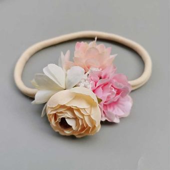 Cabello Dulce Bebé Con Flores De Nylon Niña Pelo Elástico De 