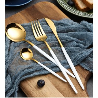 Vajilla dorada de acero inoxidable 4 unidsset juego de mesa de cocina vajilla cubiertos occidentales tenedor cucharas cuchillos juego de cena WAN 