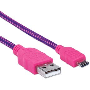 MANHATTAN - CABLE USB V2.0 A-MICRO B 1.0M TEXTIL ROSA/MORADO