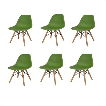 Generico - Set x 6 Silla Eames IA Patas En Madera Para Comedor - Verde
