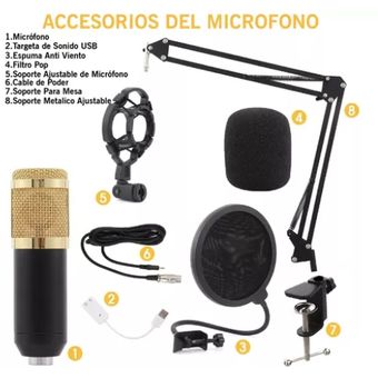 Set de estudio - Micrófono USB brazo y soporte para mesa negro