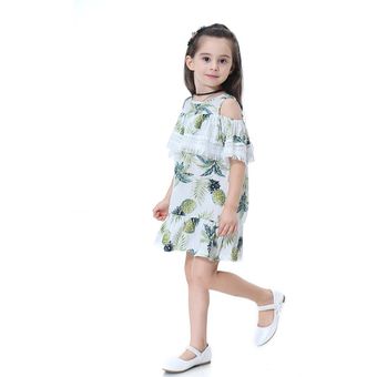 Piña impresión de la princesa del partido adolescentes vestidos de novia Vestidos ropa de las muchachas 100cm de color Lago 