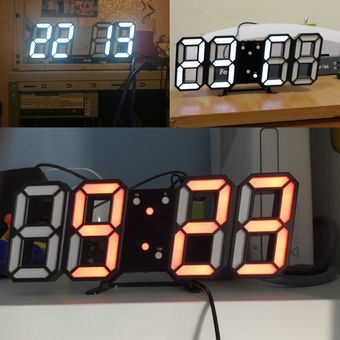 Modern Design 3D Large Wall Clock LED Digital USB Electronic Clocks On The Wall Luminous Alarm Table Clock Desktop Home Decor #Yellow A 