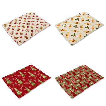 Mantel Individual de lino para mesa de Navidad 40x30cm almohadilla antiescaldado accesorios decorativos para comedor o cocina 