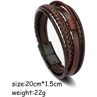 Pulsera Para Hombres Pulsera De Cuero Multicapa Pulsera De 