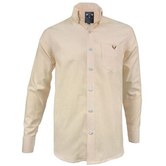 Camisa Casual Silueta Recta En Oxford Naranja Talla Xl 