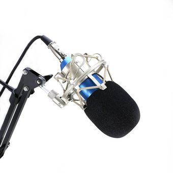 cabeza de malla de plata tubo azul Estudio micrófono de condensador de la grabación de sonido de audio cableado para Live Radio KTV 
