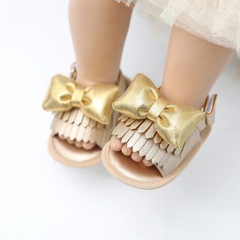 Sandalias de bebé Niña Zapatos verano bebé recién nacido bonito flecos con lazo princesa zapato Fondo suave zapatillas para niños pequeños precaminantes 