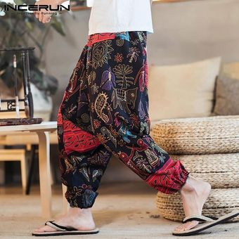 Hombres Thai Yoga pantalones anchos Harem Pantalones unisex Hippy 