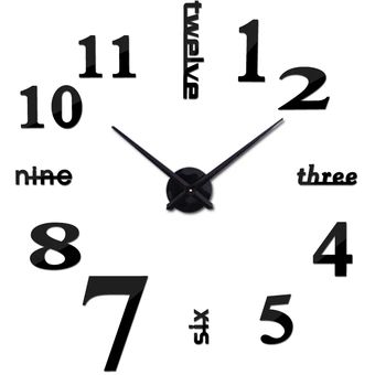 RELOJ DE PARED 3D TAMAÑO MINI 50X50CM COLOR NEGRO