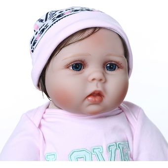 55CM adorable cara dulce reborn baby girl vestido rosa vinilo silicona 