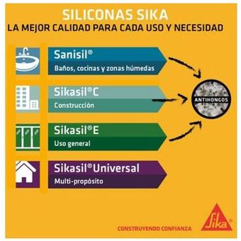 Sikasil E Silicona Antihongos Sello Juntas Vidrio Transparente